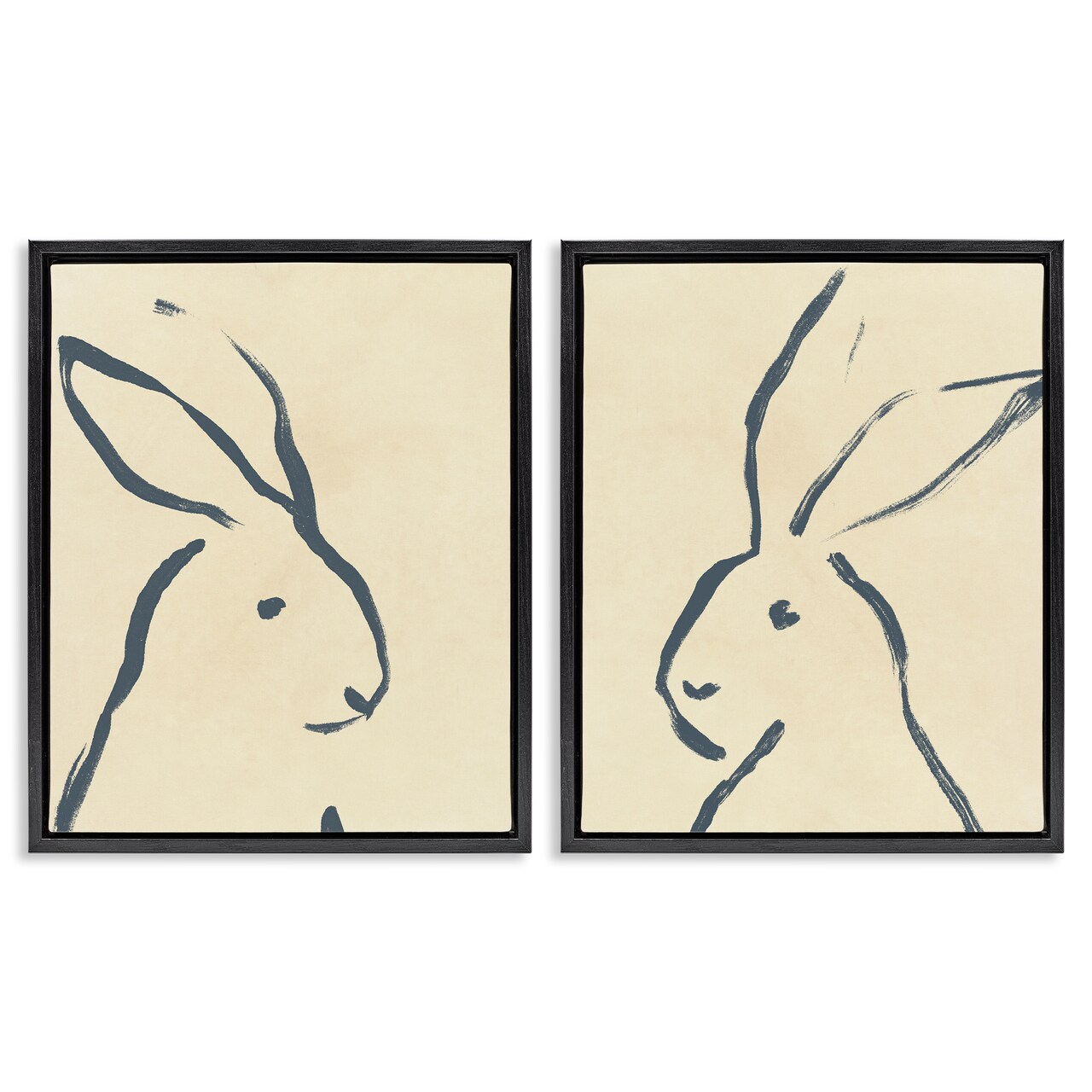 Stupell Industries Minimalist Rabbit Line Portrait 2 pc Framed Floater Canvas Wall Art Set Design by June Erica Vess